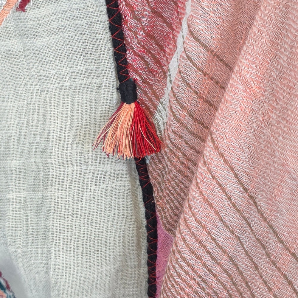 Soft Surroundings Boho Artisan Maxi Skirt S Embroidered Tassel Gauzy Aztec - Picture 12 of 12